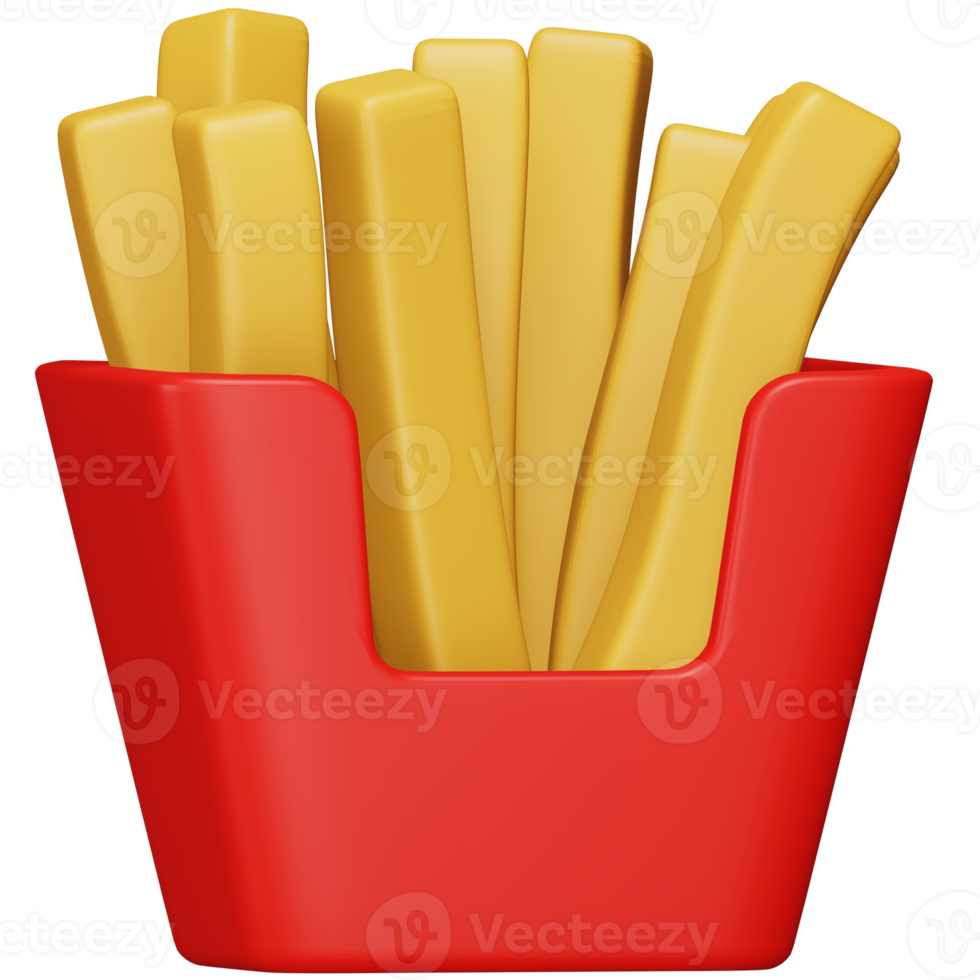 French fries 3d rendering isometric icon. png