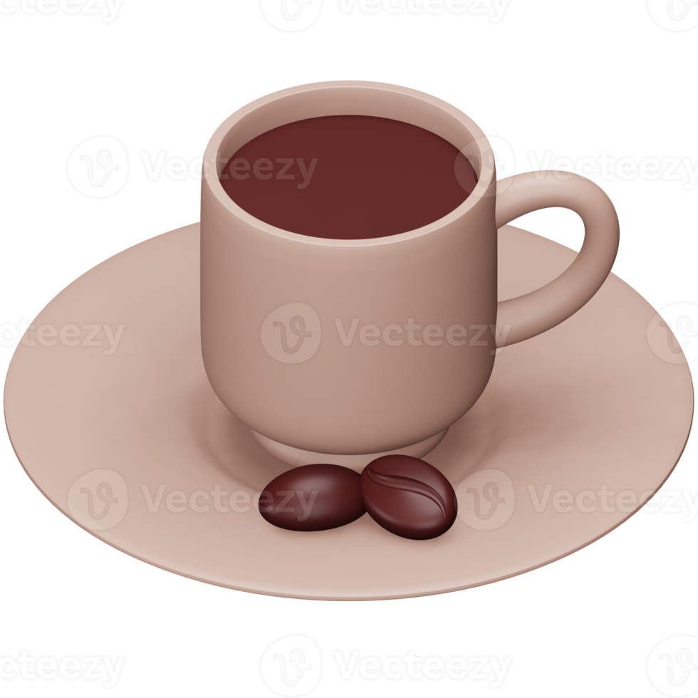 Coffee 3d rendering isometric icon. png