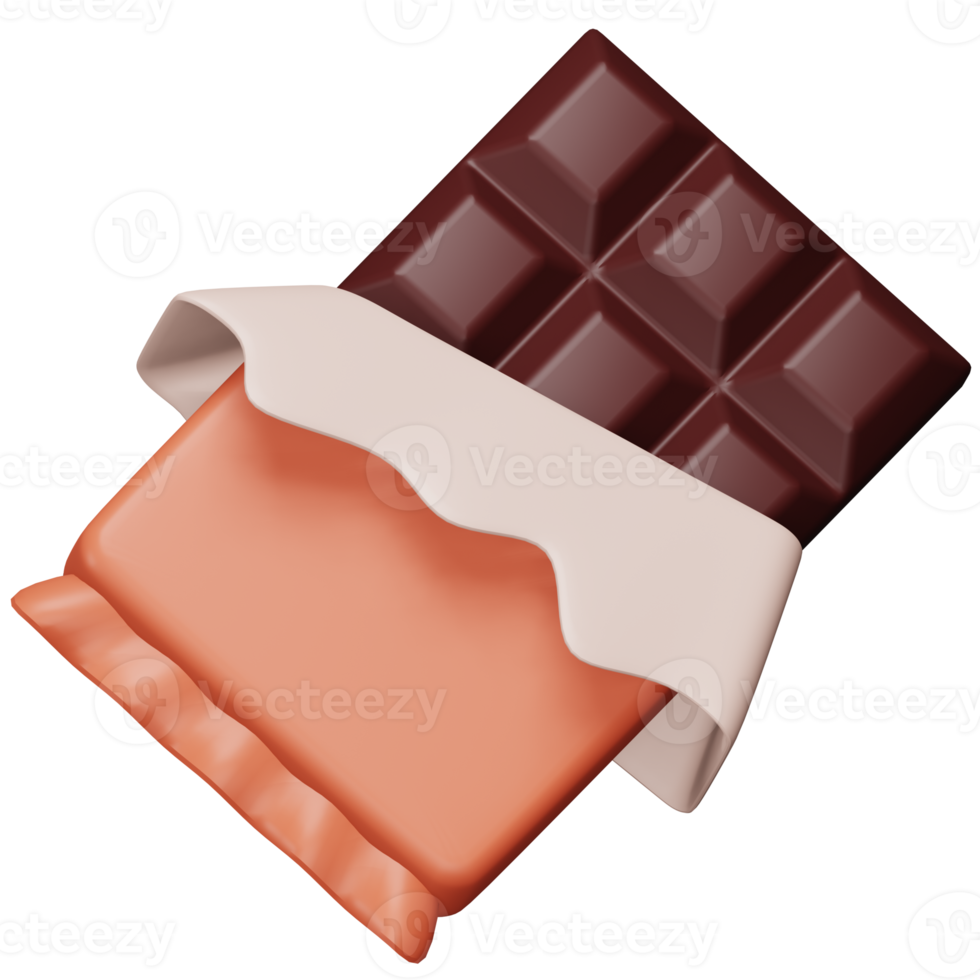 Icono isométrico de renderizado 3d de barra de chocolate. png