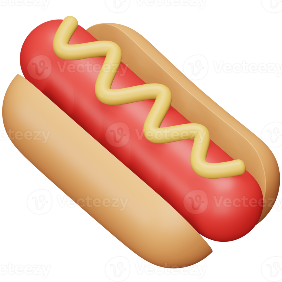 Hotdog 3d rendering isometric icon. png