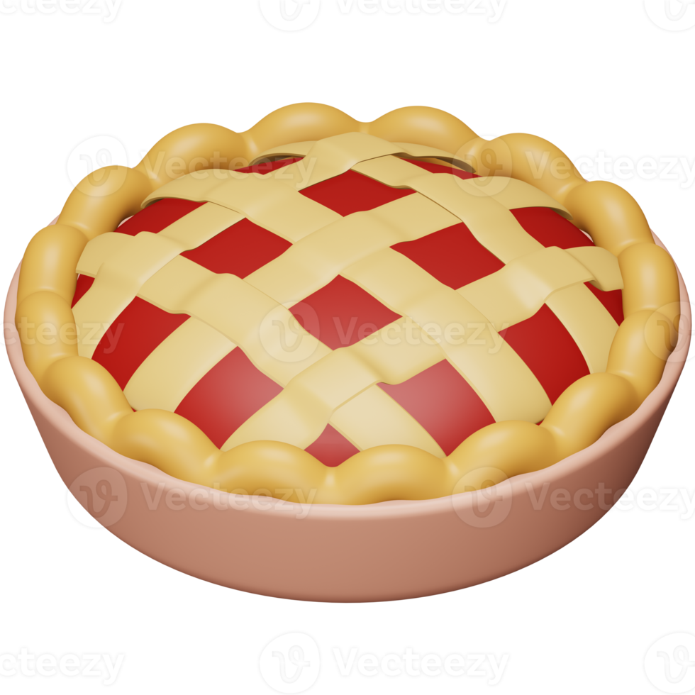 Pie cake 3d rendering isometric icon. png