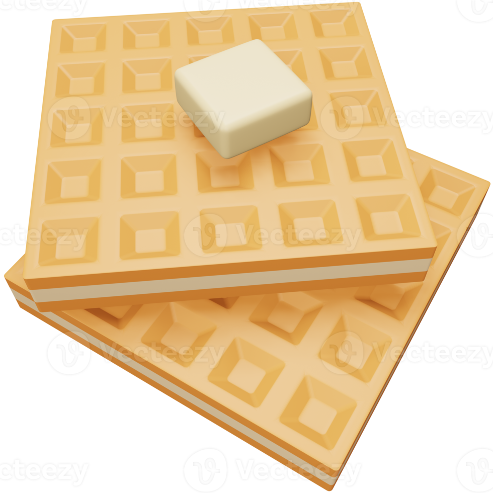 Waffles 3d rendering isometric icon. png