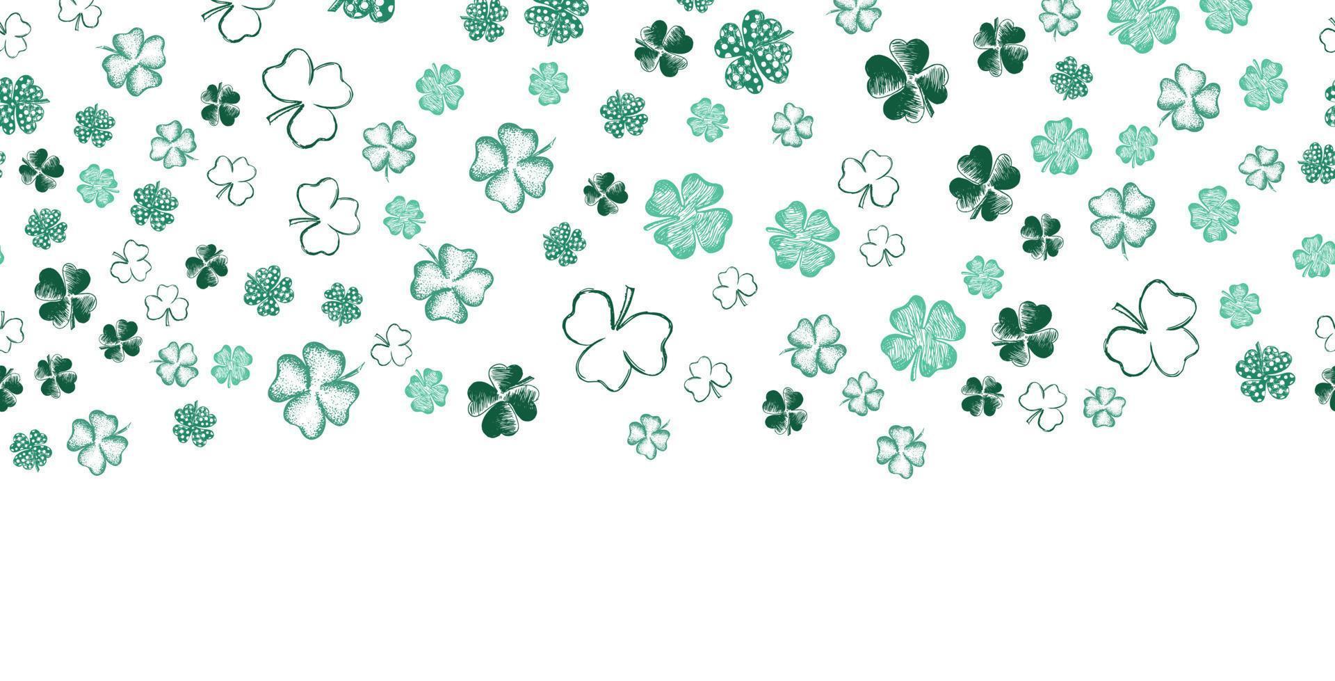 Clover set, hand drawn illustration. Patrick day. vector