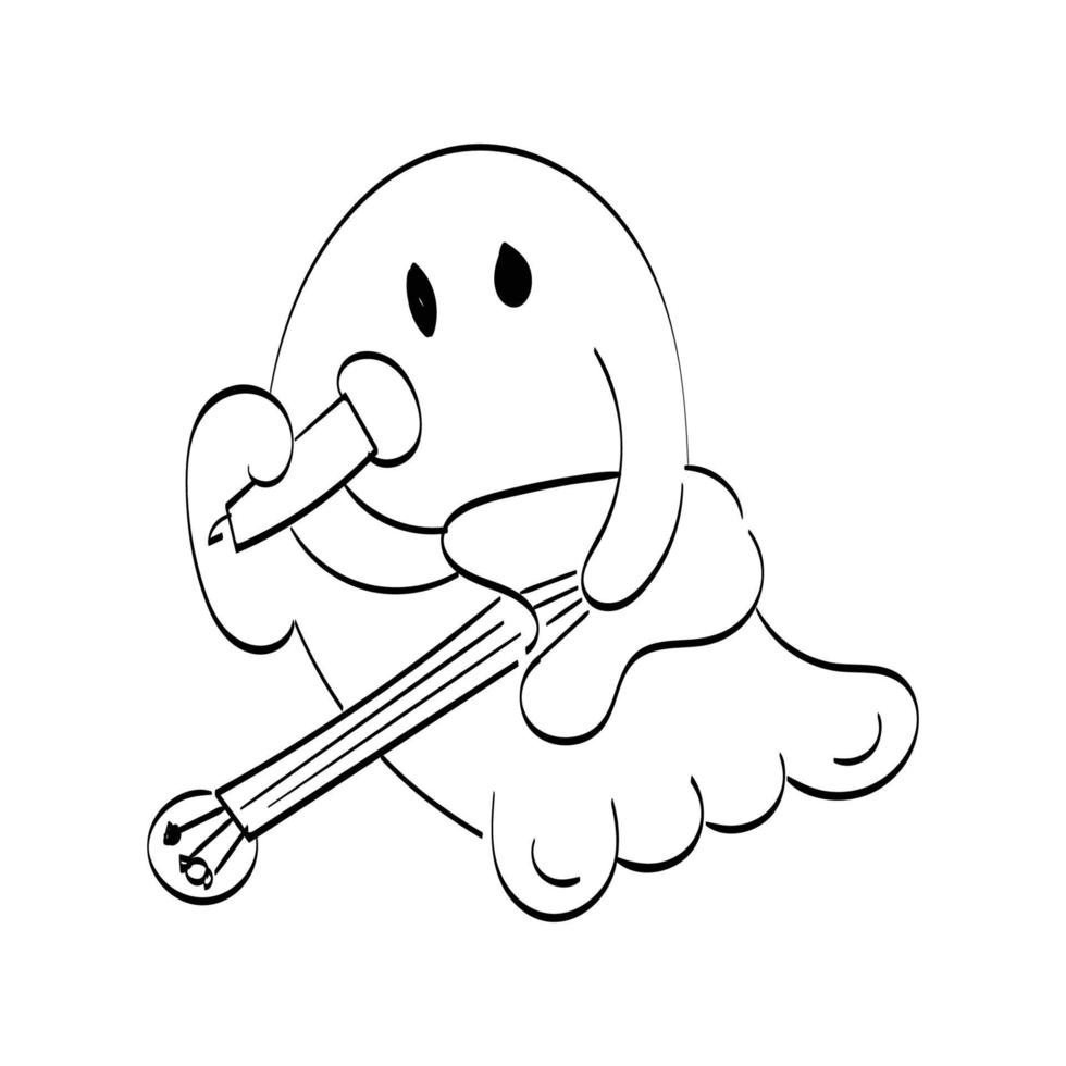 Halloween Ghost Outlines. Cute Ghost and add a little adventure. Spooky outline Drawing - Black And White vector