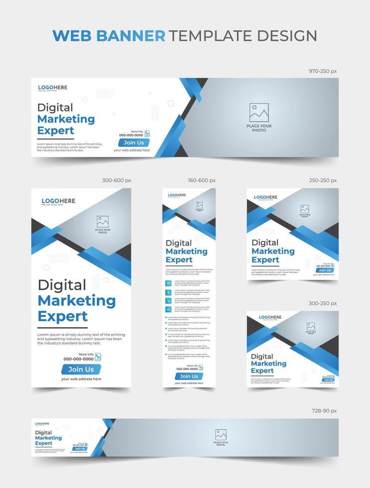 Digital marketing expert web banner template design vector