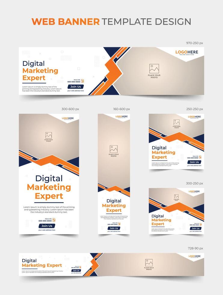 Creative digital marketing agency and corporate business web banner template design vector
