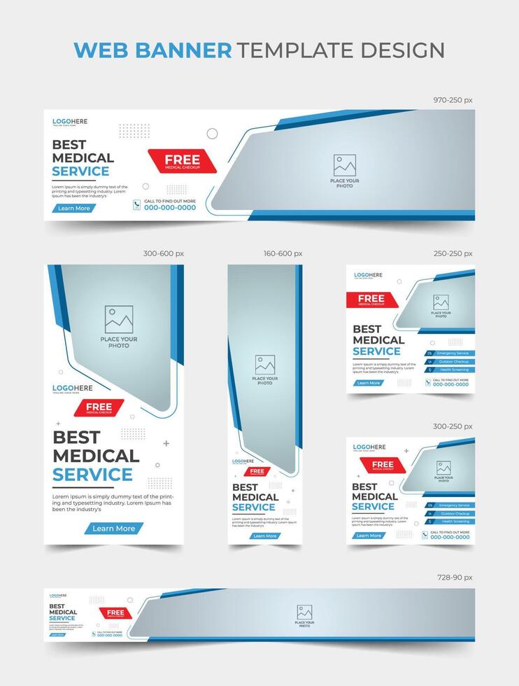 Medical web banner template design vector