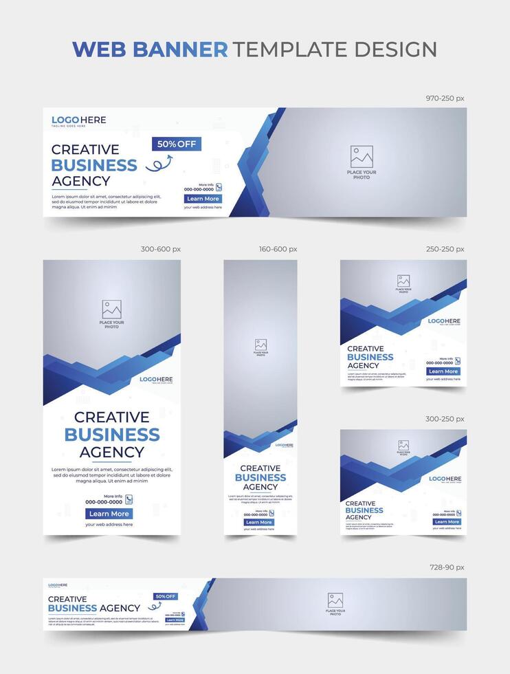 Creative business agency web banner template design bundle vector