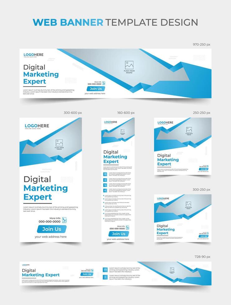 plantilla de diseño de banner web de agencia de marketing digital moderna vector