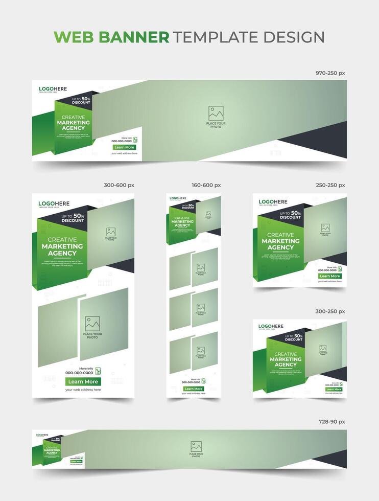 Digital marketing agency and corporate business web banner bundle template design vector