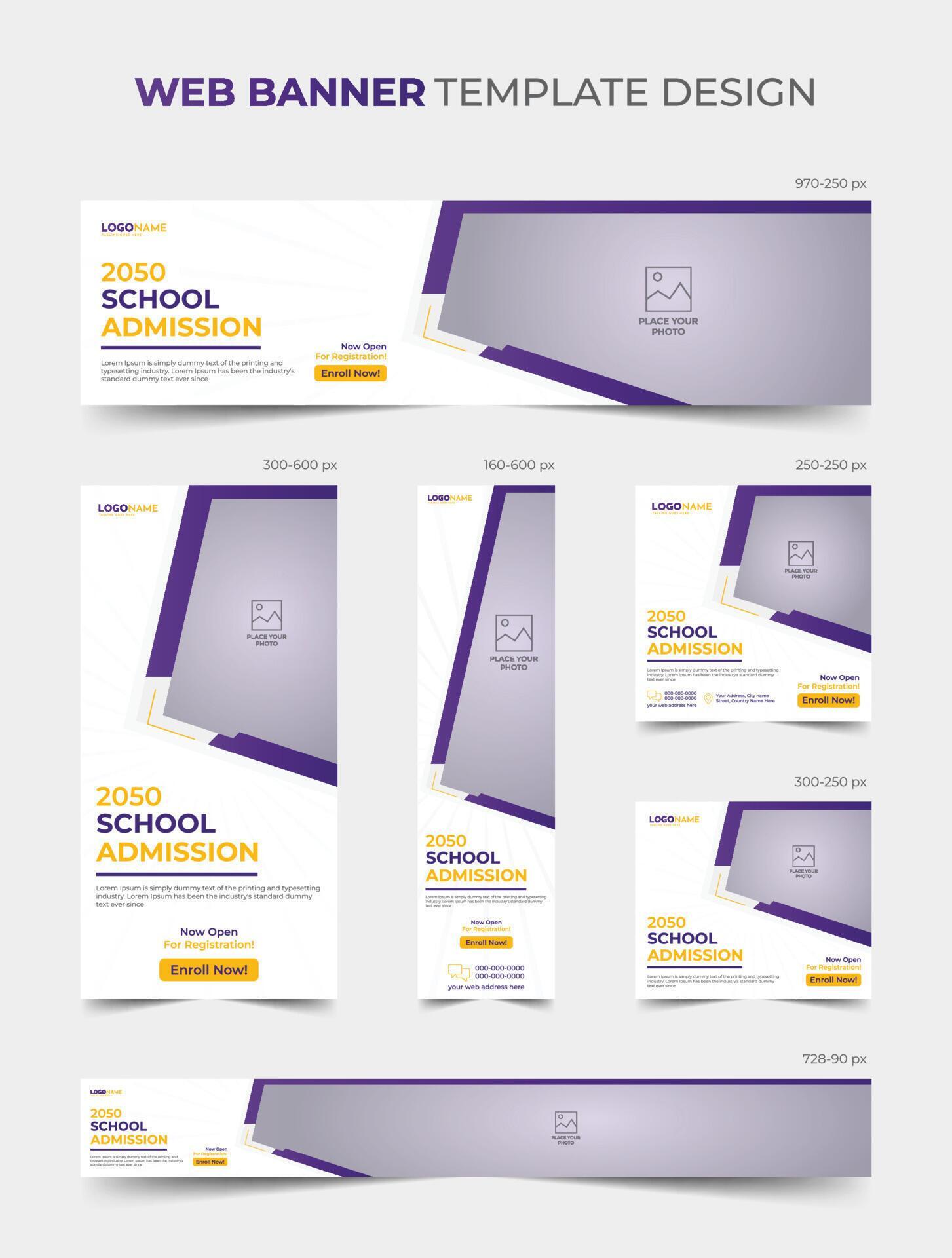 School admission web banner bundle and education social media post ...