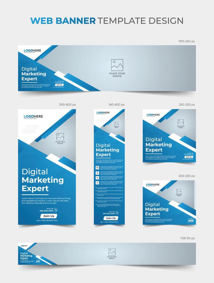 Geometric corporate business web banner template design vector