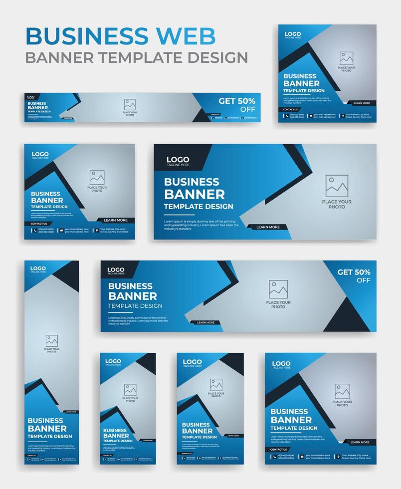 Business web banner design bundle, social media banner template vector