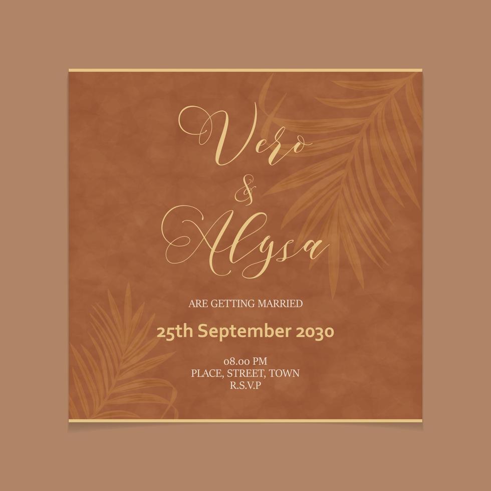 Plam leaves wedding card paper texture vector