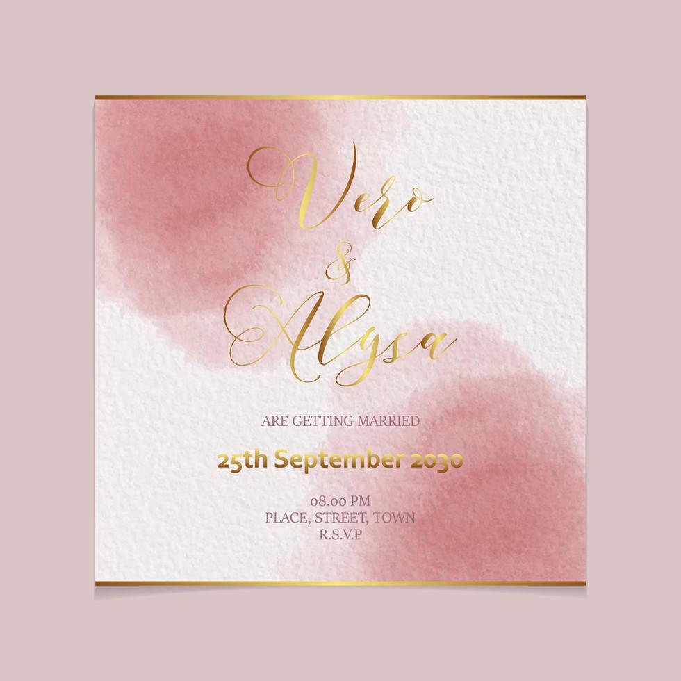 Gold and pinky watercolor wedding card paper texture vector