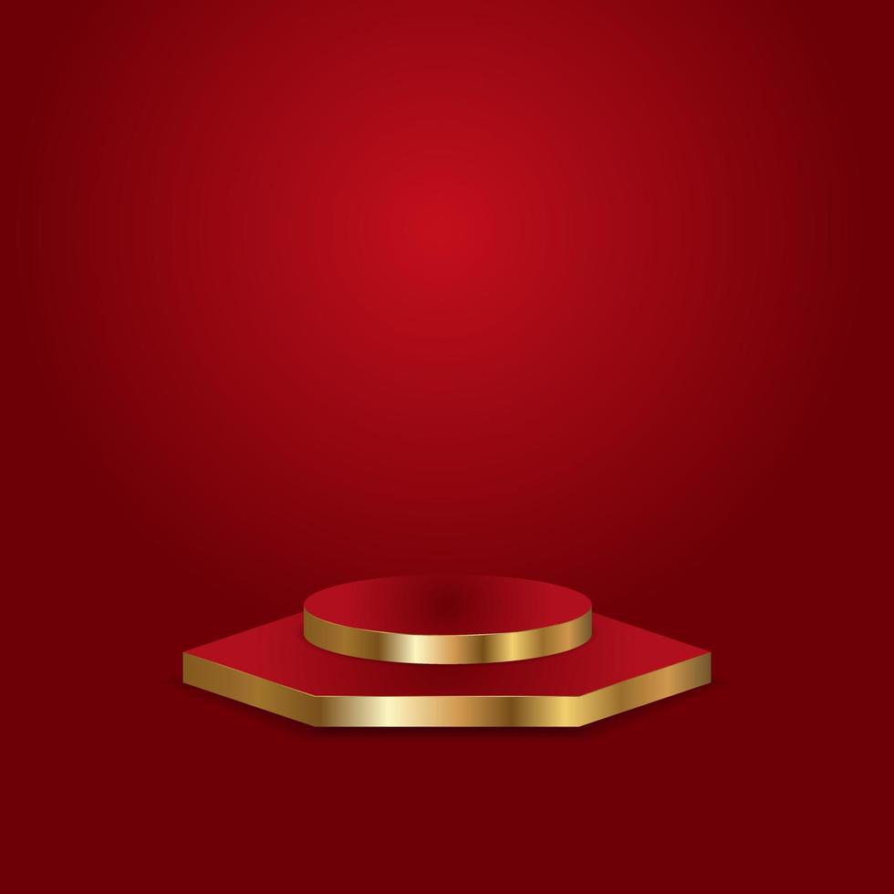 red podium with golden edge vector