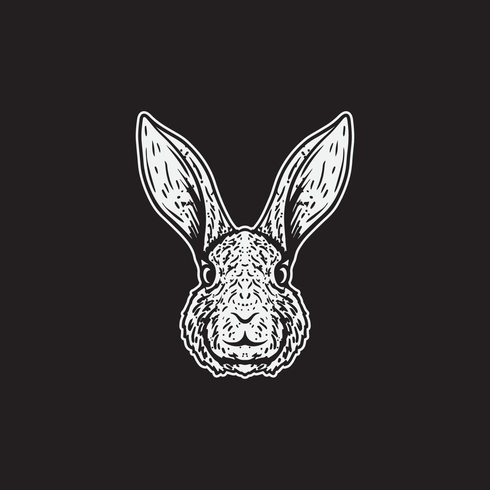 dibujado a mano de la ilustración de vector de cabeza de conejo