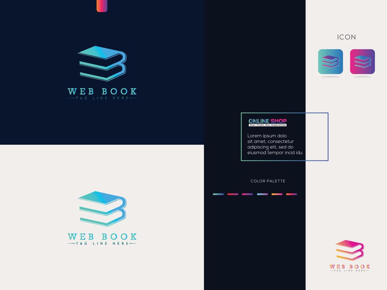 Book Logo, Web Book Design vector