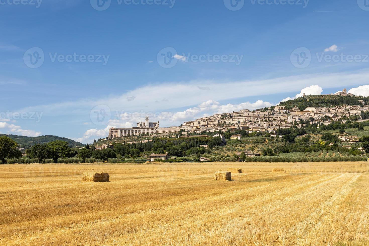 Assisi village in Umbria region, Italy. The town is famous for the most important Italian Basilica dedicated to St. Francis - San Francesco. photo