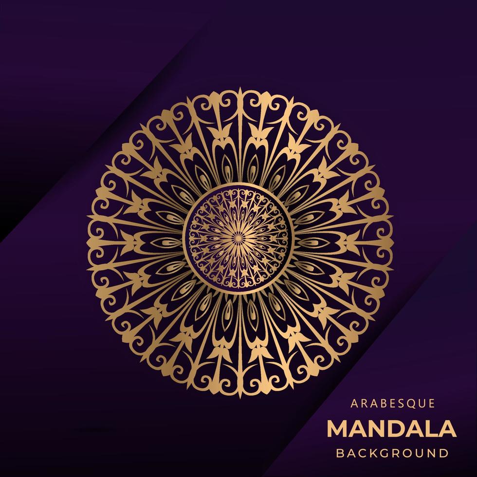 fondo de mandala de lujo patrón dorado, fondo negro. mandala de diseño de lujo ornamental para impresión, afiche, portada, folleto, volante y pancarta vector