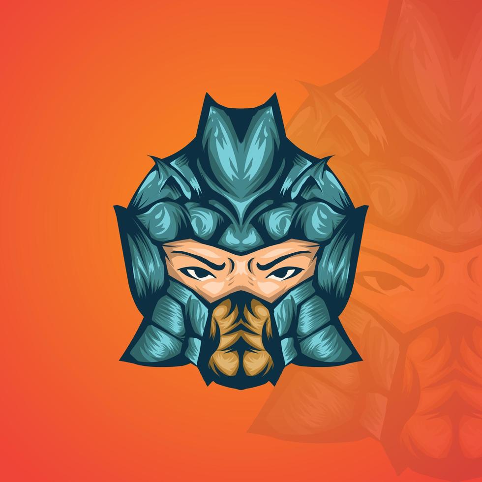 fighter logo with mask and gradient background vector