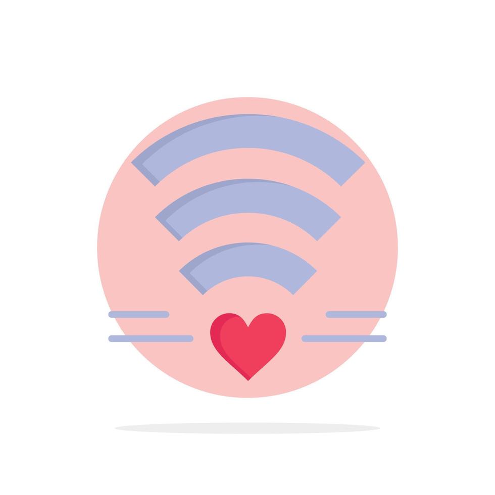 wifi amor boda corazón abstracto círculo fondo plano color icono vector
