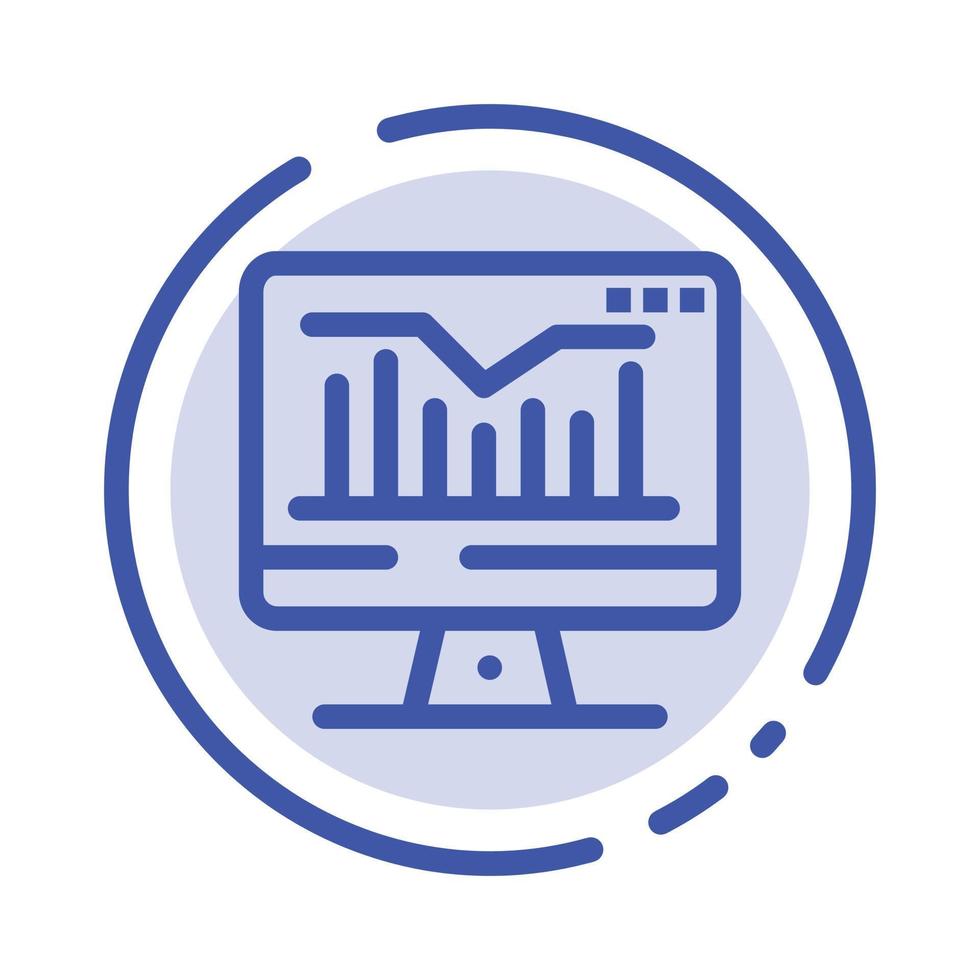 Computer Static Graph Monitor Blue Dotted Line Line Icon vector