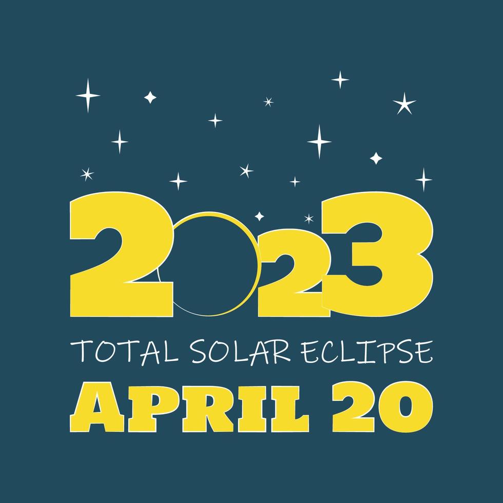 Totalidad del eclipse solar de 2023. ilustración vectorial 20 de abril vector