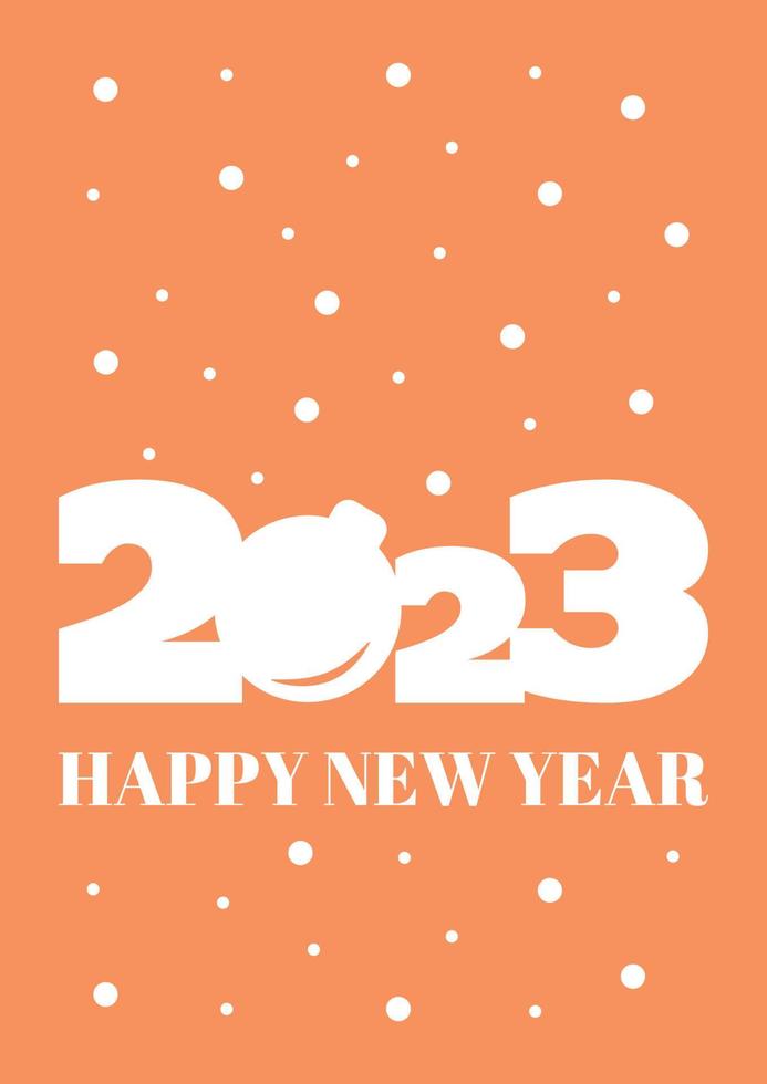 Happy New Year 2023 Vector for design New Year greeting card, cover, logo. Christmas ball with creative numbers.