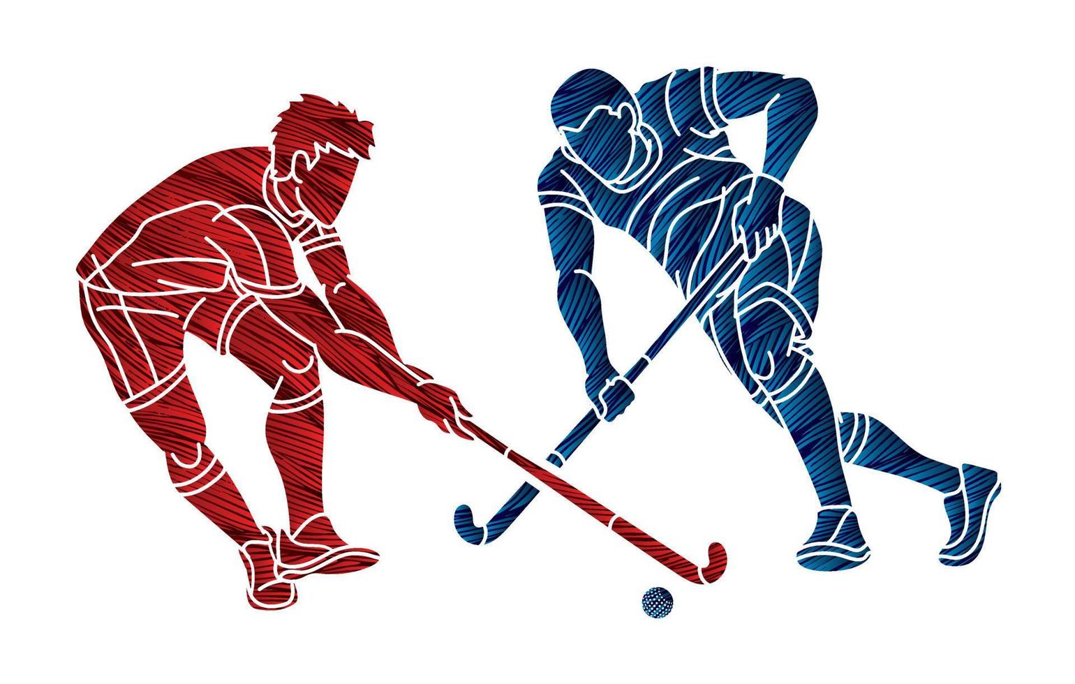 Silhouette Field Hockey Sport Male Players Action vector