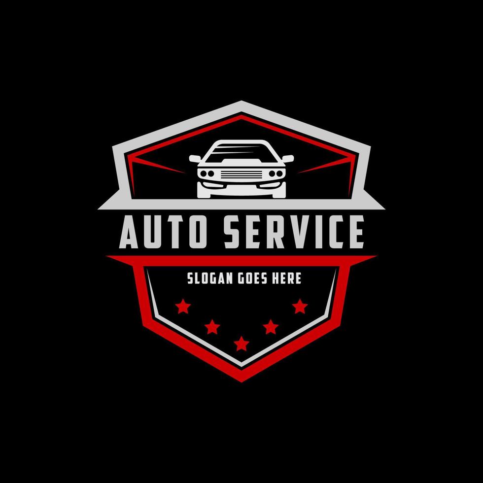 escudo del logotipo del servicio automotriz, mejor para la tienda de automóviles, garaje, vector premium del logotipo de repuestos