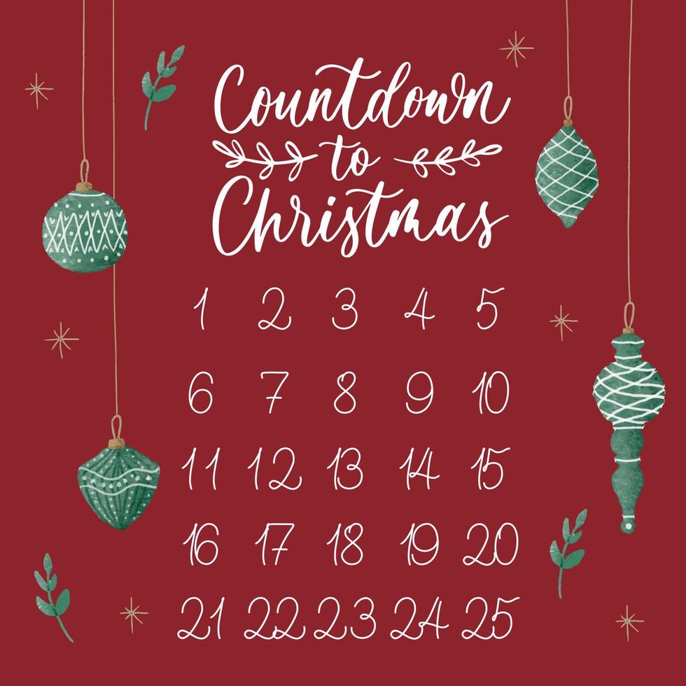 Countdown to Christmas Advent Calendar. Day 25. vector