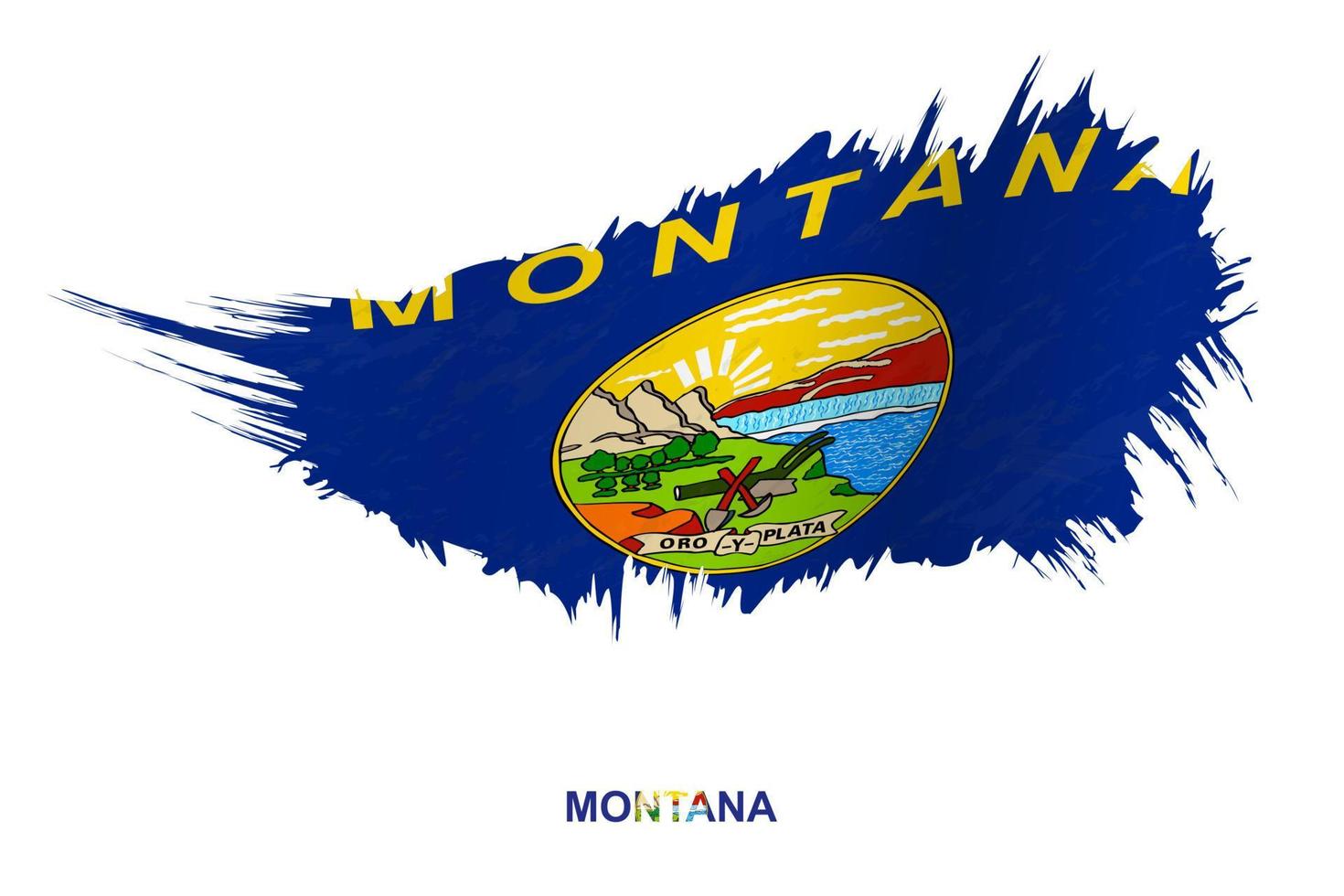 Flag of Montana state in grunge style with waving effect. vector