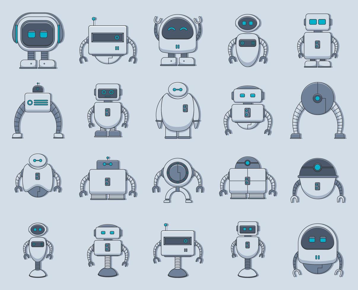 Robot Line Filled Illustration vector