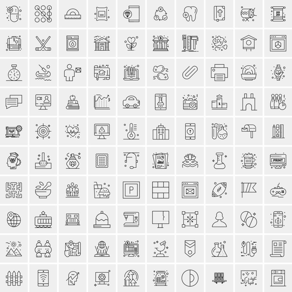 Set of 100 Creative Business Line Icons vector