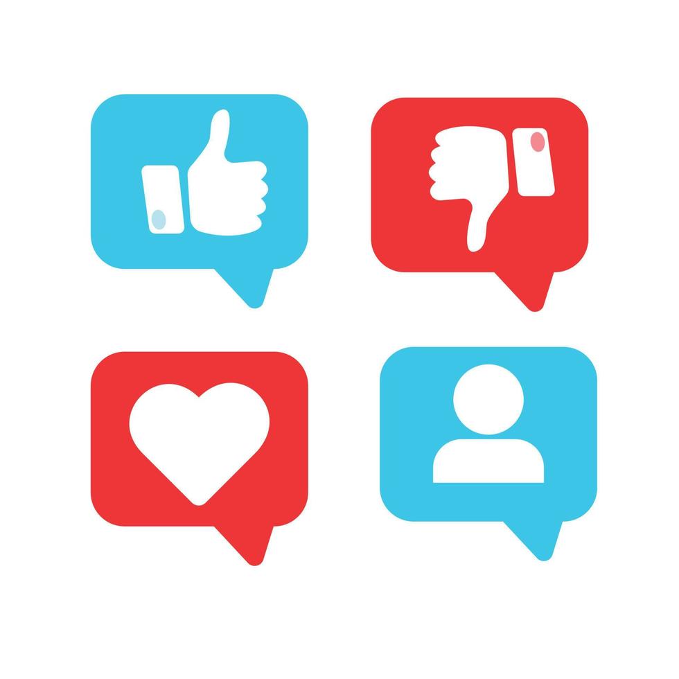 Buttons, icons for social media. Like, disliked, heart. vector