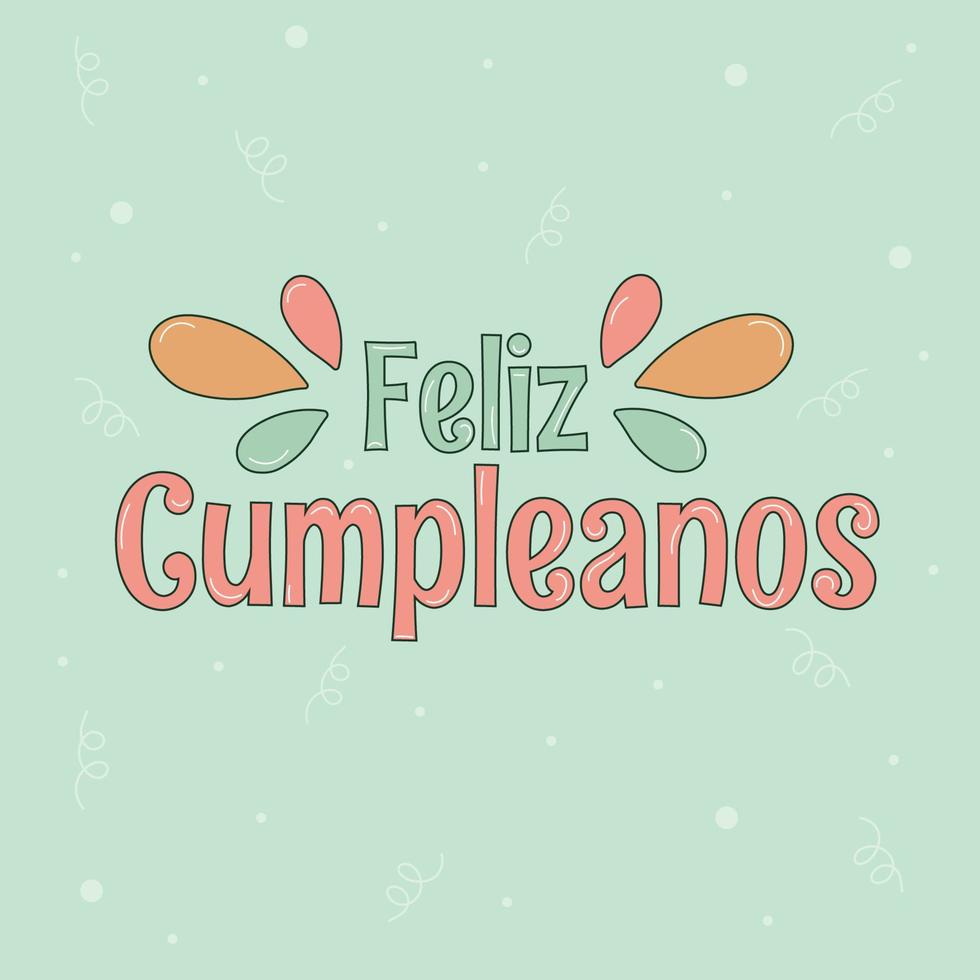 Happy birthday Feliz cumpleanos lettering in spanish 18872666 Vector Art at  Vecteezy