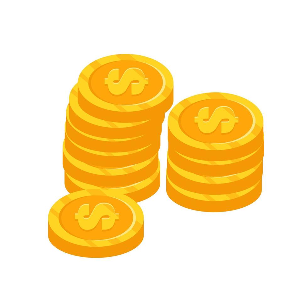 Gold dollar handful of coins. Vector illustration