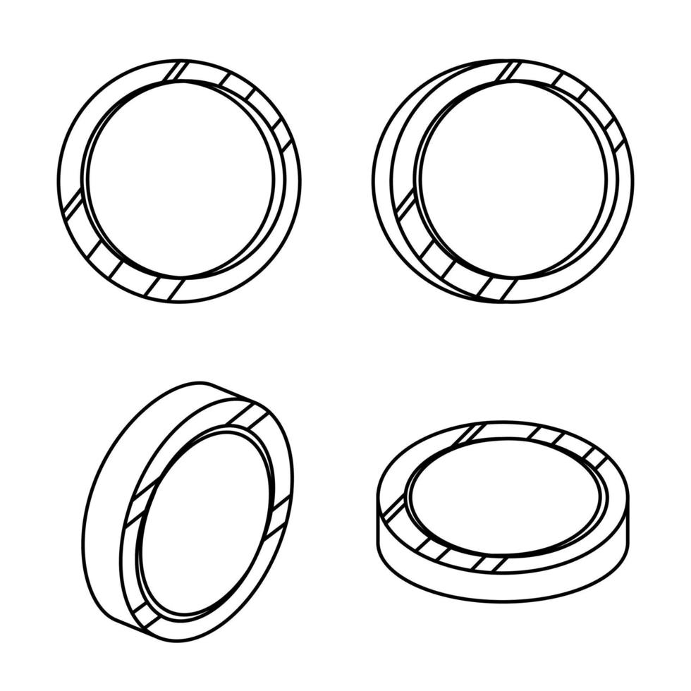 Coin empty in the style of the line. Vector flat illustration