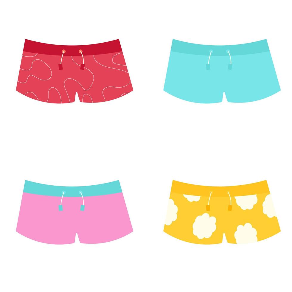 Men's swimsuits, shorts are different. Vector illustration