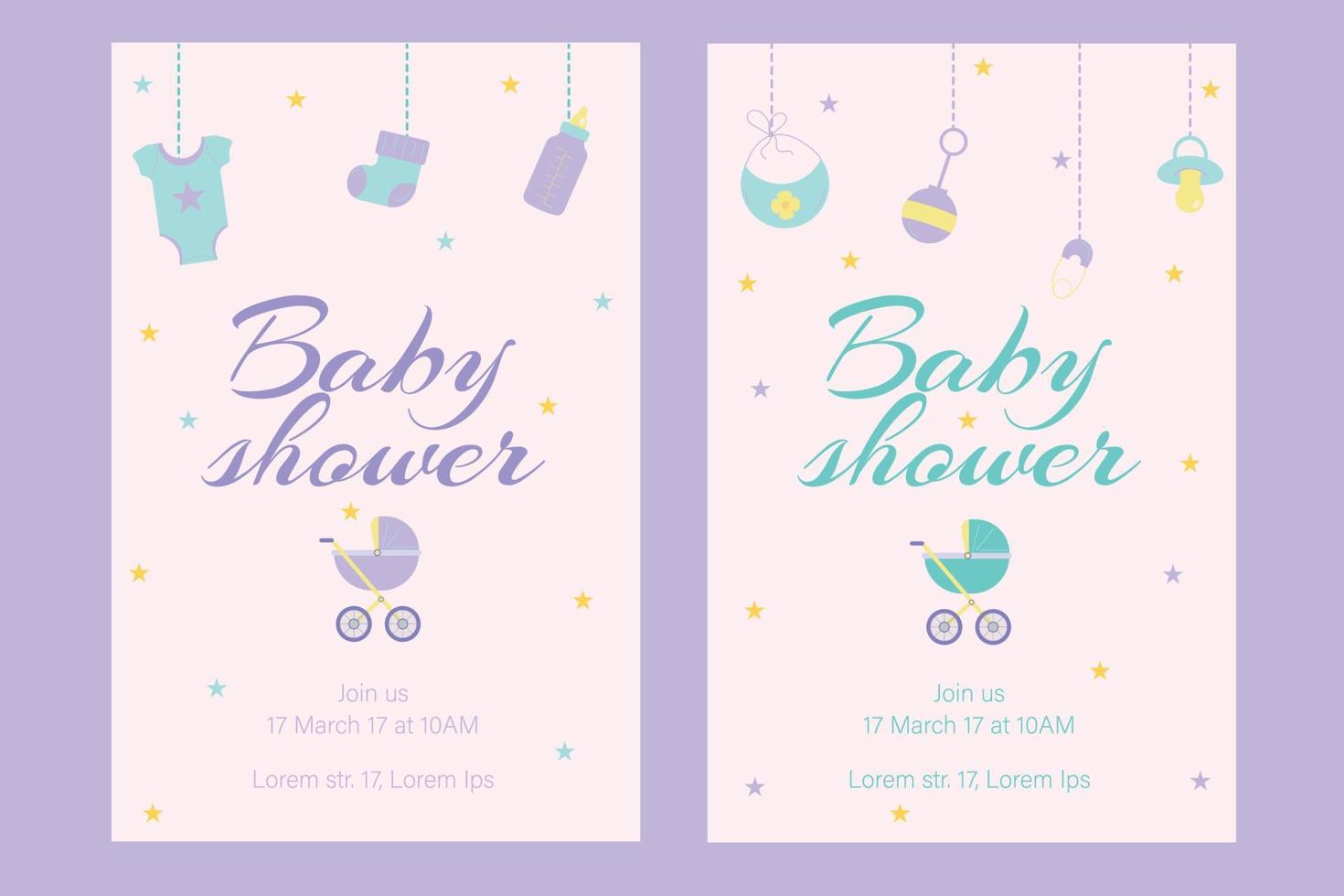 Invitation  is a girl, a boy. Baby shower. Vector illustration