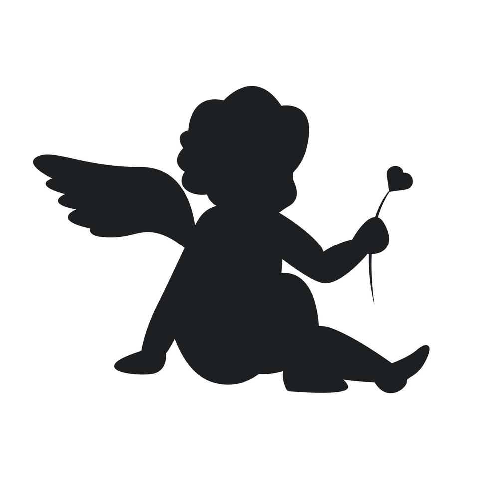 Cupid's silhouette in black. vector