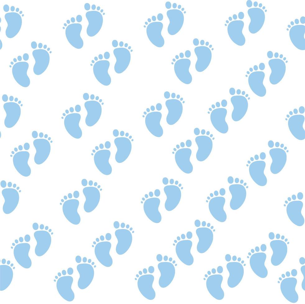 Seamless pattern footprints boy.  Baby shower. vector