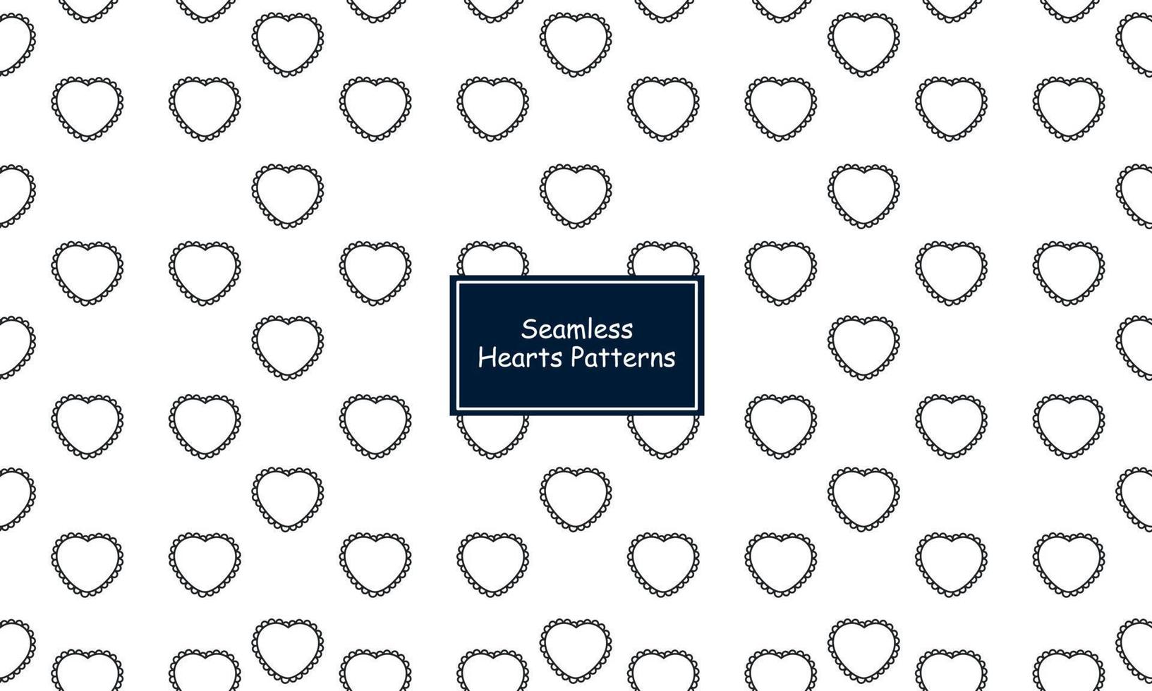 Seamless geometric black and white hearts pattern in a line style vector