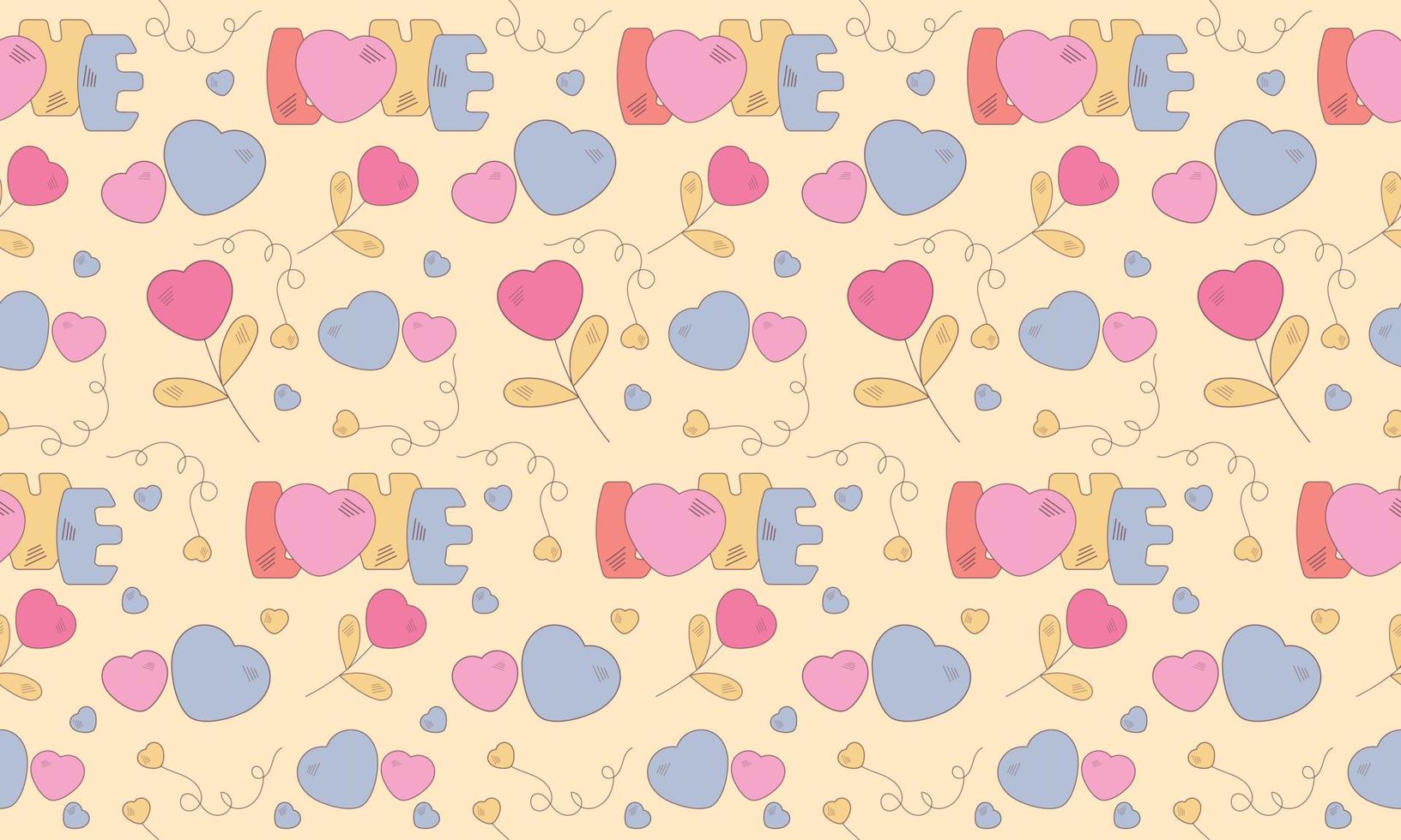 Seamless love lettering pattern with hearts vector