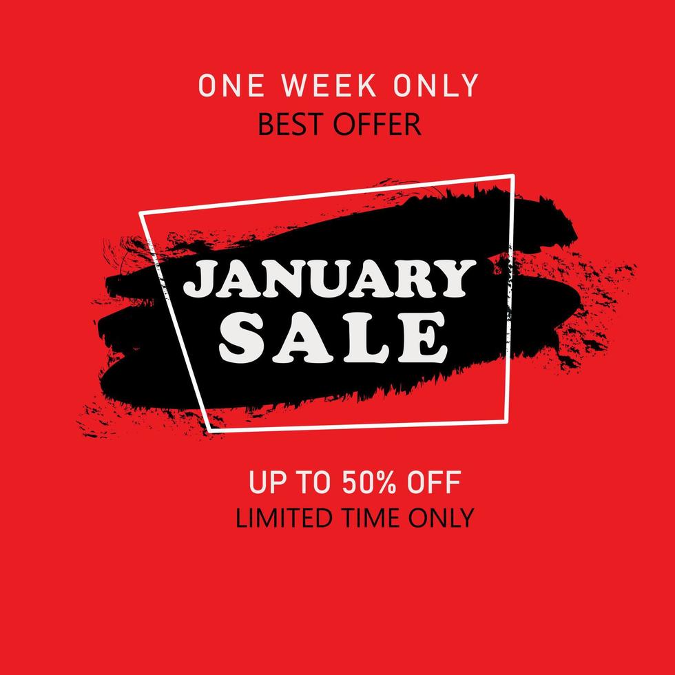 January Sale banner. Sale offer price sign. Brush vector banner