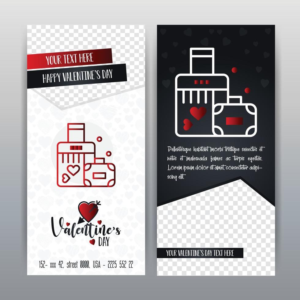 Happy Valentines Day Red Icon Vertical Banner Vector illustration