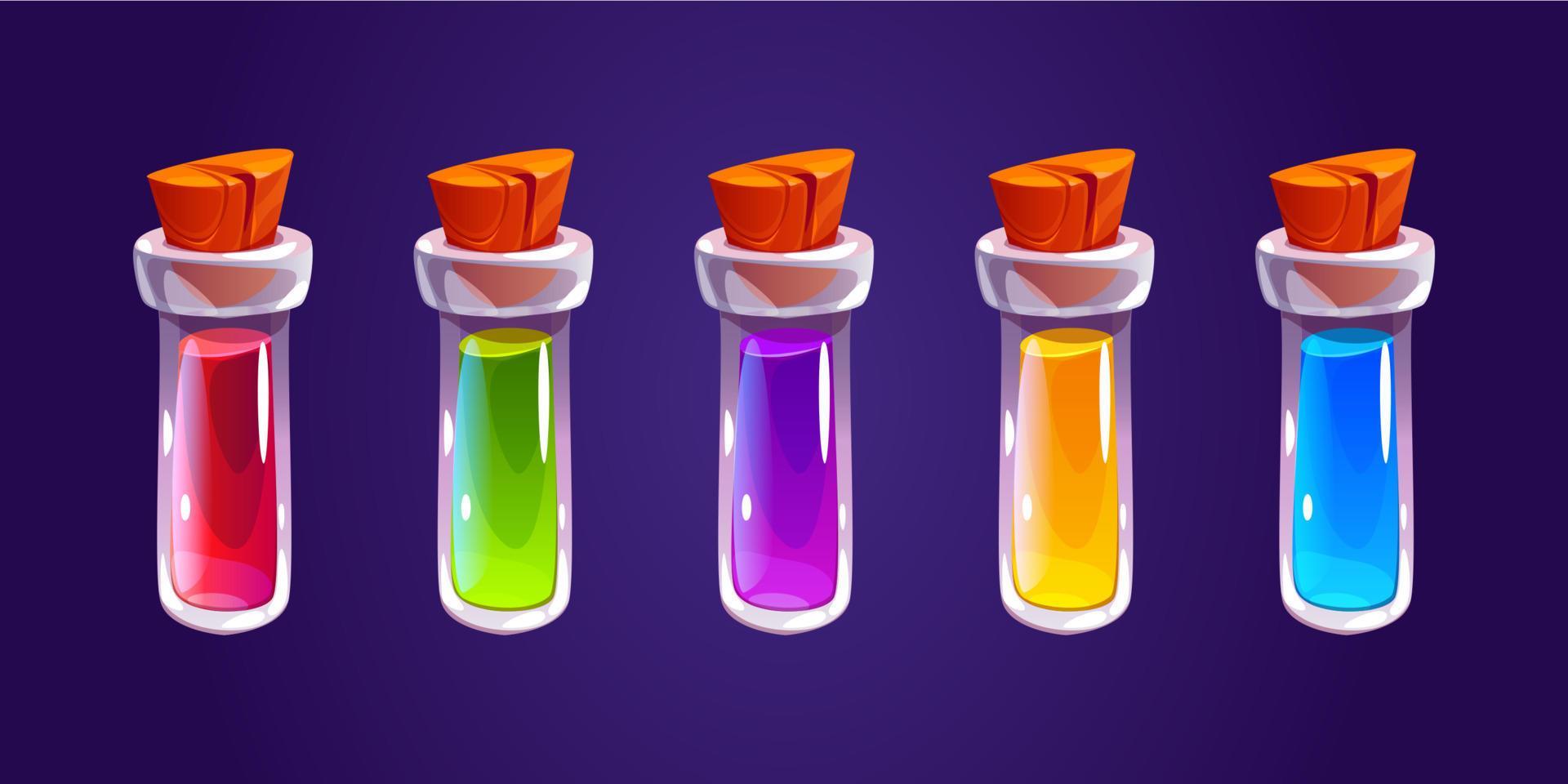 Lab test tubes with liquid poison and cork 13455131 Vector Art at Vecteezy