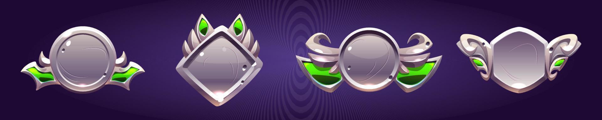 Silver award badges with fantasy frames vector