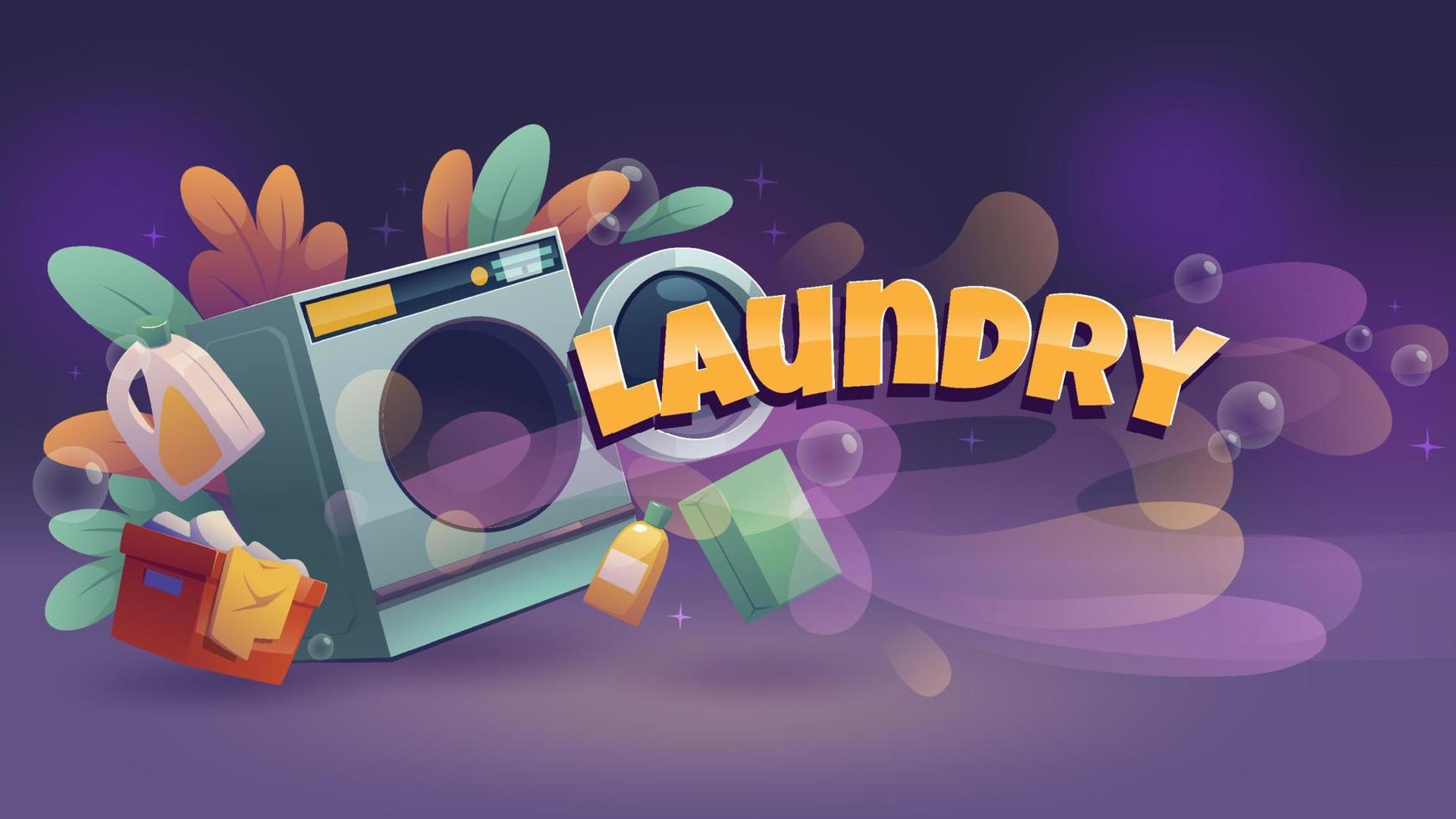 Laundry service posters with washing machine vector